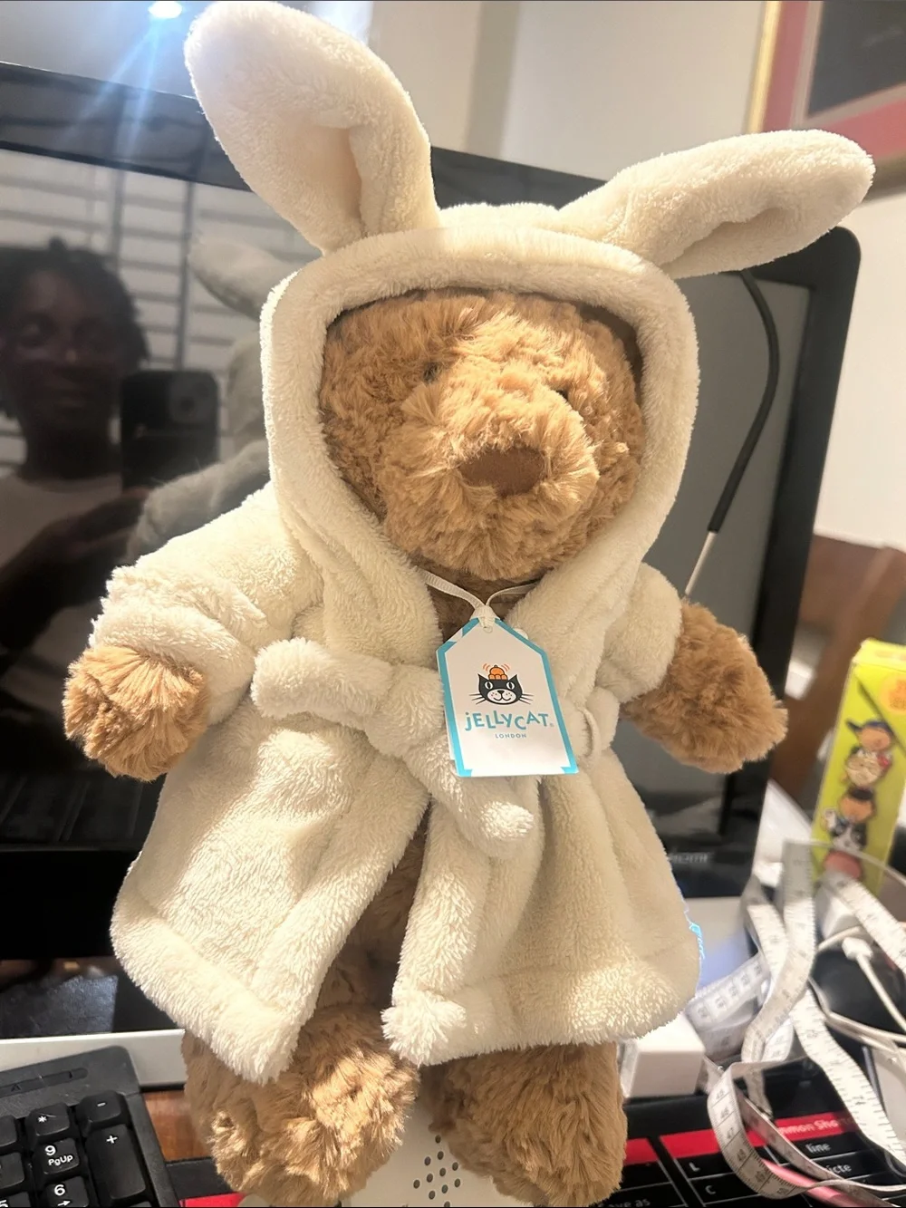 Jellycat Tan Bear in Cream Robe Plush